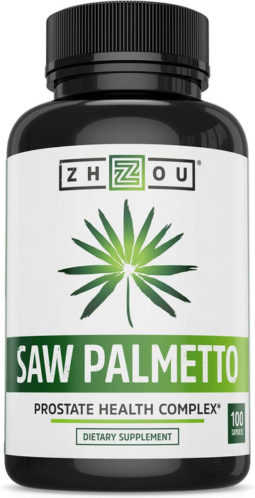 Zhou Nutrition Saw Palmetto Extract 500 Mg, Prostate Health, Urinary Tract Support, Dht Blocker For Men And Women Hair Growth, Non-Gmo, 100 Capsules (Packaging May Vary)