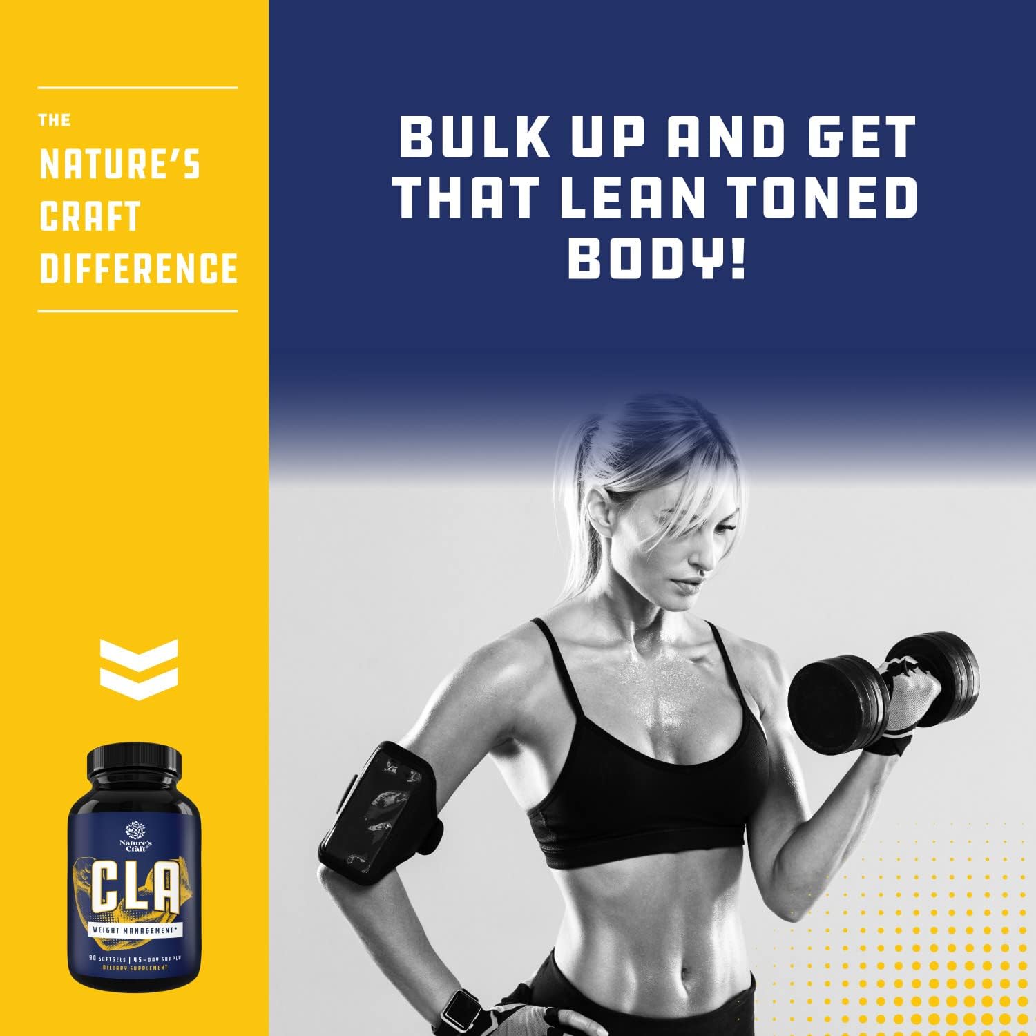 Conjugated Linoleic Acid CLA Supplement - CLA Safflower Oil Lean Muscle Mass Pre Workout Supplement for Men and Women for Natural Muscle Builder - 1560mg Per Serving CLA Supplements : Health & Household