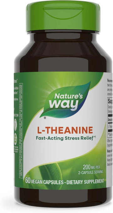Nature'S Way L-Theanine, Stress Support*, Promotes Relaxation*, 200 Mg Per 2-Capsule Serving, Vegan, 60 Capsules (Packaging May Vary)