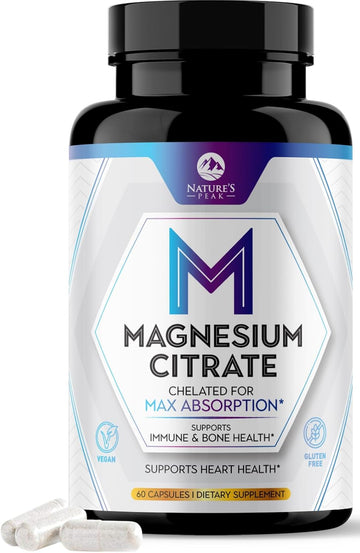 Magnesium Citrate Extra Strength 1000 Mg - High Absorption Magnesium Supplement For Muscle, Bone, Nerve & Heart Health Support, Magnesio Vitamin Pills, Non-Gmo, Nature'S Premium Formula - 60 Capsules