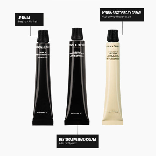 Grown Alchemist On The Go Essentials Travel Skincare Set - Hydrating Face Cream, Nourishing Hand Cream & Lip Balm - Natural Botanical Kit With Aloe, Vitamin E, Rosehip Oil - 3 Piece Travel Collection