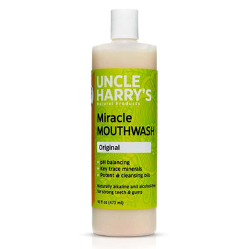 Uncle Harry's Natural Alkalizing Miracle Mouthwash | Adult & Kids Mouthwash for Bad Breath | pH Balanced Oral Care Mouth Wash & Mouth Rinse (16 fl oz)