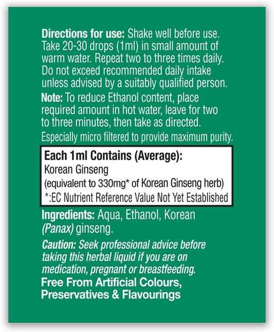HealthAid Korean Ginseng (Panax Ginseng) 50ml Liquid : Amazon.co.uk: Health & Personal Care