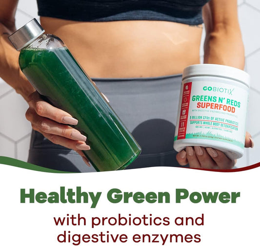 Gobiotix Super Greens And Reds Powder - Red And Green Superfood - Probiotic Supplement - Digestive Enzymes And Beet Root Powder - Organic Whole Foods Dietary Supplement (Mango, 1 Pack)