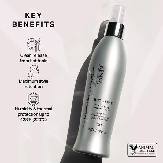 Kenra Platinum Hot Spray 20 | Heat Protection Styler | Long-Lasting, Firm Hold | Adds Vibrant Shine | Humidity & Thermal Protection | Clean Release From Heated Tools | All Hair Types