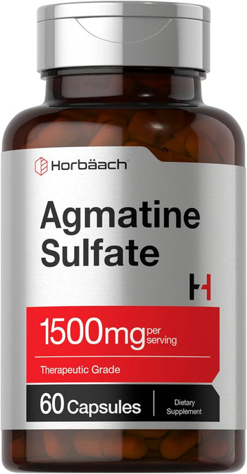 Horbäach Agmatine Sulfate Capsules 1500mg | 60 Pills | Pharmaceutical Grade | Non-GMO, Gluten Free Supplement