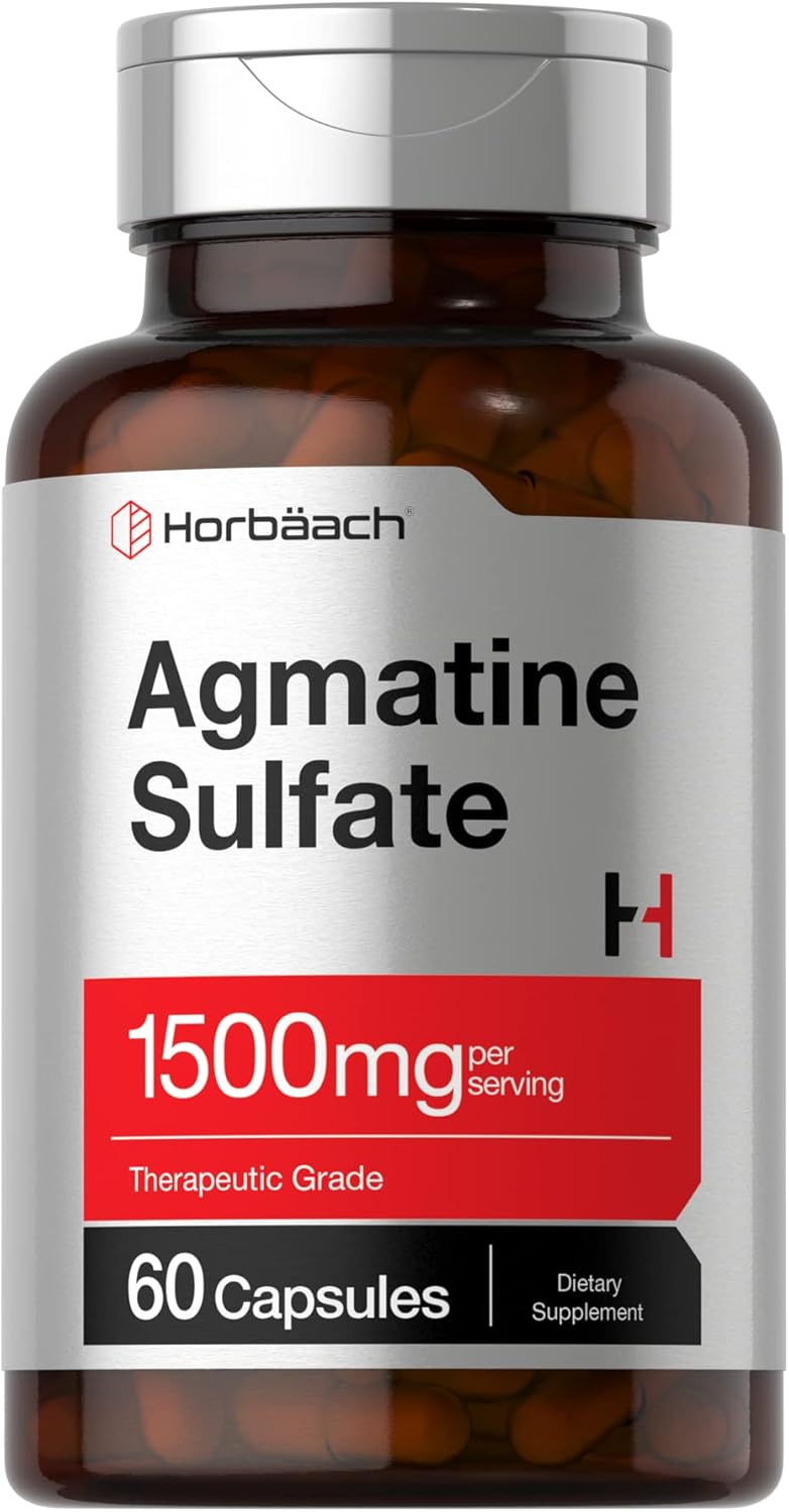 Horbäach Agmatine Sulfate Capsules 1500Mg | 60 Pills | Pharmaceutical Grade | Non-Gmo, Gluten Free Supplement