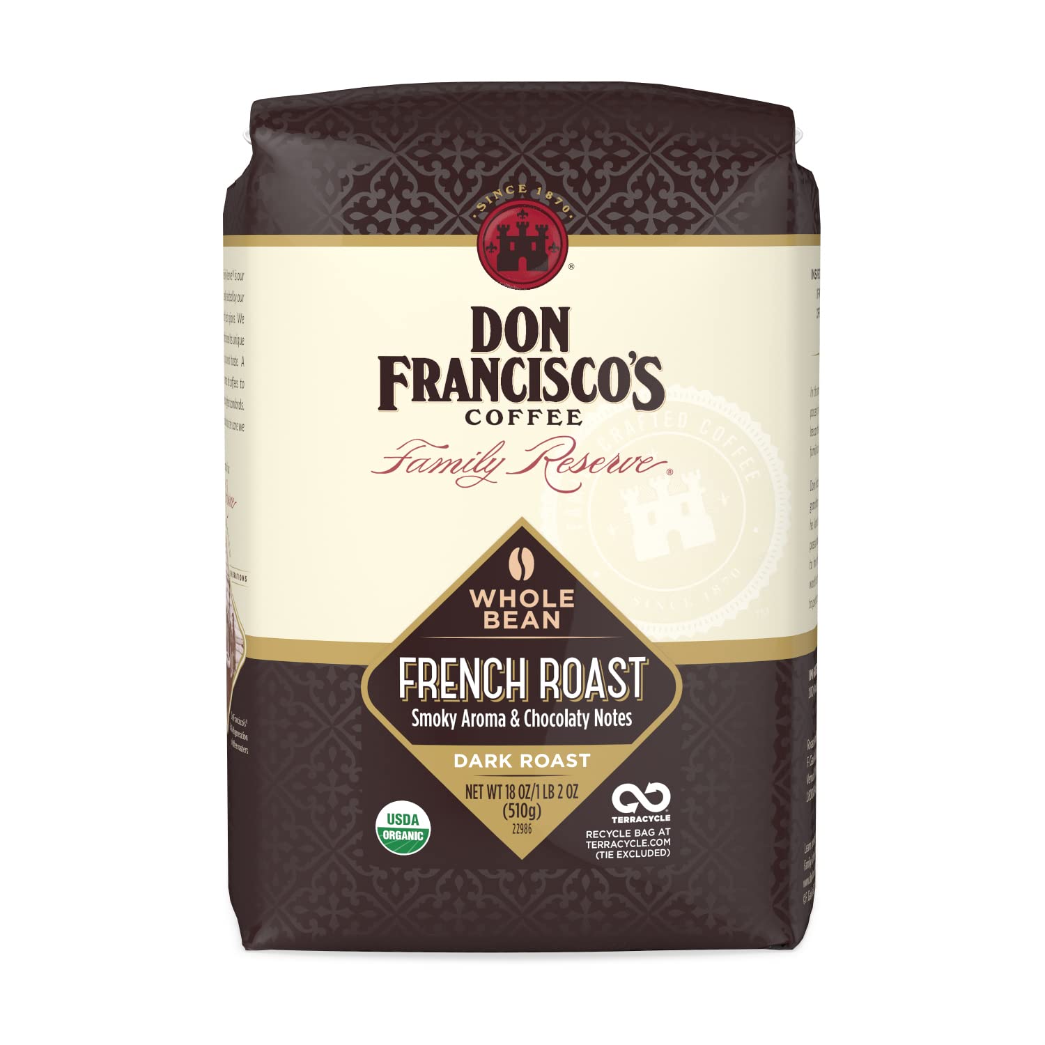 Don Francisco's Organic French Dark Roast Whole Bean Coffee (18 oz Bag)