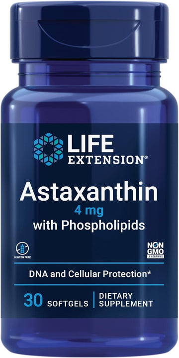 Life Extension Astaxanthin with Phospholipids 4 mg - For Eye & Heart Health + Metabolic & Cardiovascular Health - Supports Inammatory & Immune Response - Gluten Free, Non-GMO - 30 Softgels