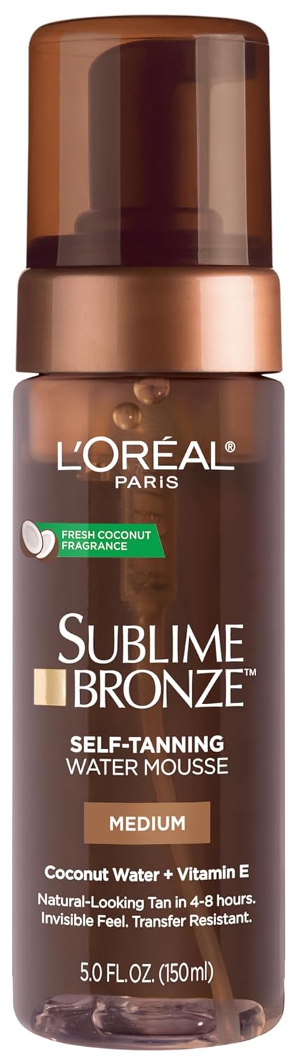 L'Oreal Paris Sublime Bronze Self Tanning Water Mousse, Mousse, Natural, Medium Deep, 5 Fl. Oz