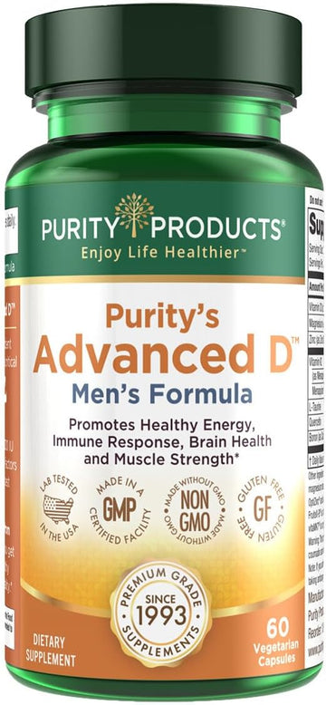 Purity Products Dr. Cannell's Advanced Vitamin D Men's Formula Packed with Vitamin D, Vitamin K2, Zinc, Magnesium Citrate, Boron and Taurine - 60 Vegetarian Capsules