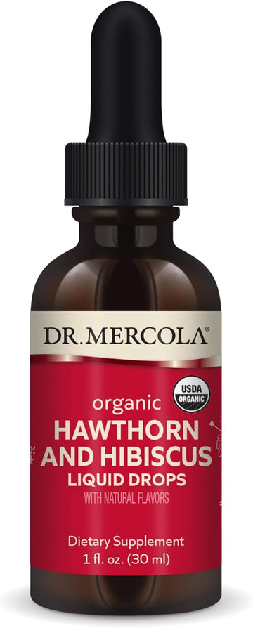 Dr. Mercola Organic Hawthorn And Hibiscus Liquid Drops Dietary Supplements, 30 Servings (30 Droppers), Non Gmo, Gluten Free, Soy Free, Usda Organic