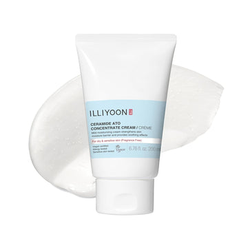 Illiyoon Ceramide Ato Concentrate Cream | Moisturizer For Dry & Sensitive Skin, 100Hr Lasting Hydration, For Face & Body, Gentle For Infants, Moisture Barrier Repair, Vegan Certified, 6.76 Fl.Oz