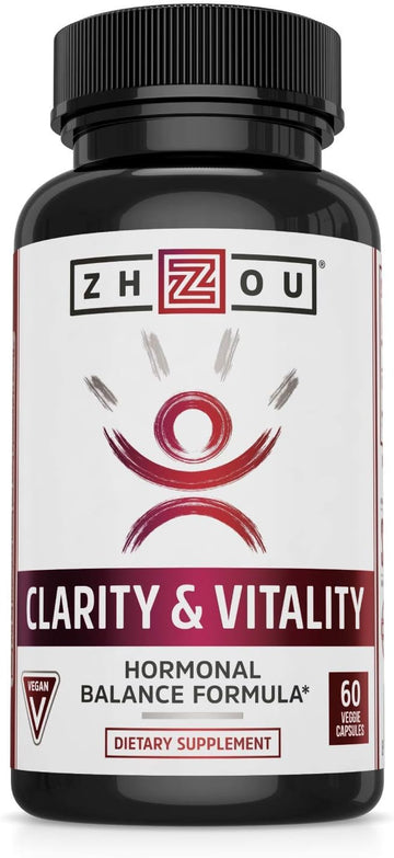 Zhou Clarity and Vitality (formerly DHEA) 50 mg, Hormonal Balance Formula for Women & Men, Healthy Aging, Non-GMO, Vegan, Gluten Free, 60 Capsules