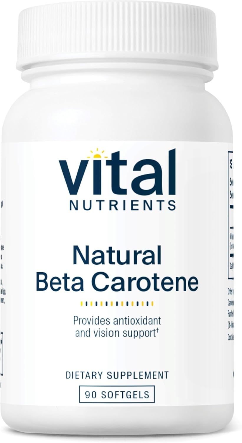 Vital Nutrients - Natural Beta Carotene - Precursor to Vitamin A - Antioxidant - Vision, Skin, and Reproductive Health Support - 90 Softgels per Bottle - 25,000 IU