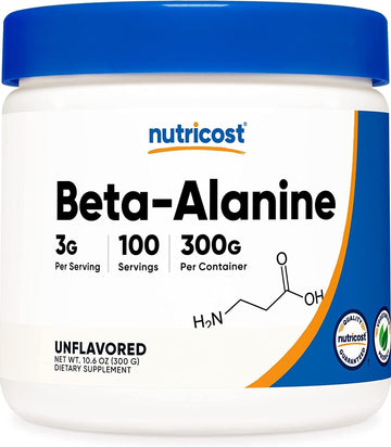 Nutricost Beta Alanine Powder 300 Grams (10.7Oz) - 3 Grams Per Serving