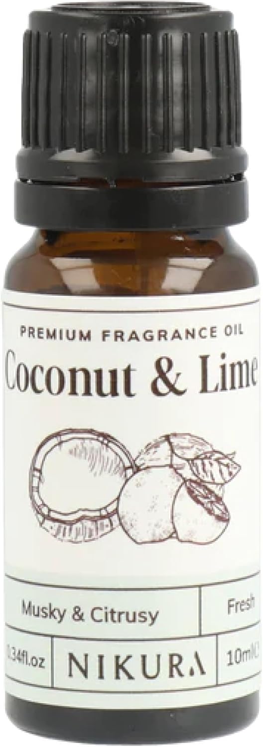 Nikura | Coconut & Lime Fragrance Oil - 10Ml | Perfect For Soap Making, Candle Making, Wax Melts, Diffuser | Great For Use In Bath Bombs, Perfume Oil, Perfume Scents | Vegan & Uk Made
