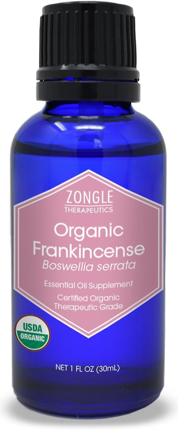 Organic Frankincense Essential Oil By Zongle – Supplement, 100% Pure Natural, Therapeutic & Food Grade Boswellia Serrata For Pain, Skin, Face, Knee, Edible, Ingestible, Oral Use – 1 Oz