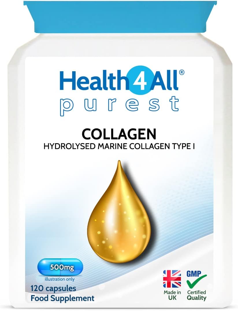 Health4All Marine Collagen Peptides Type I 120 Capsules (V) 2000mg Daily Dose Super Absorbable 3kDa Premium Hydrolysed Collagen Supplement