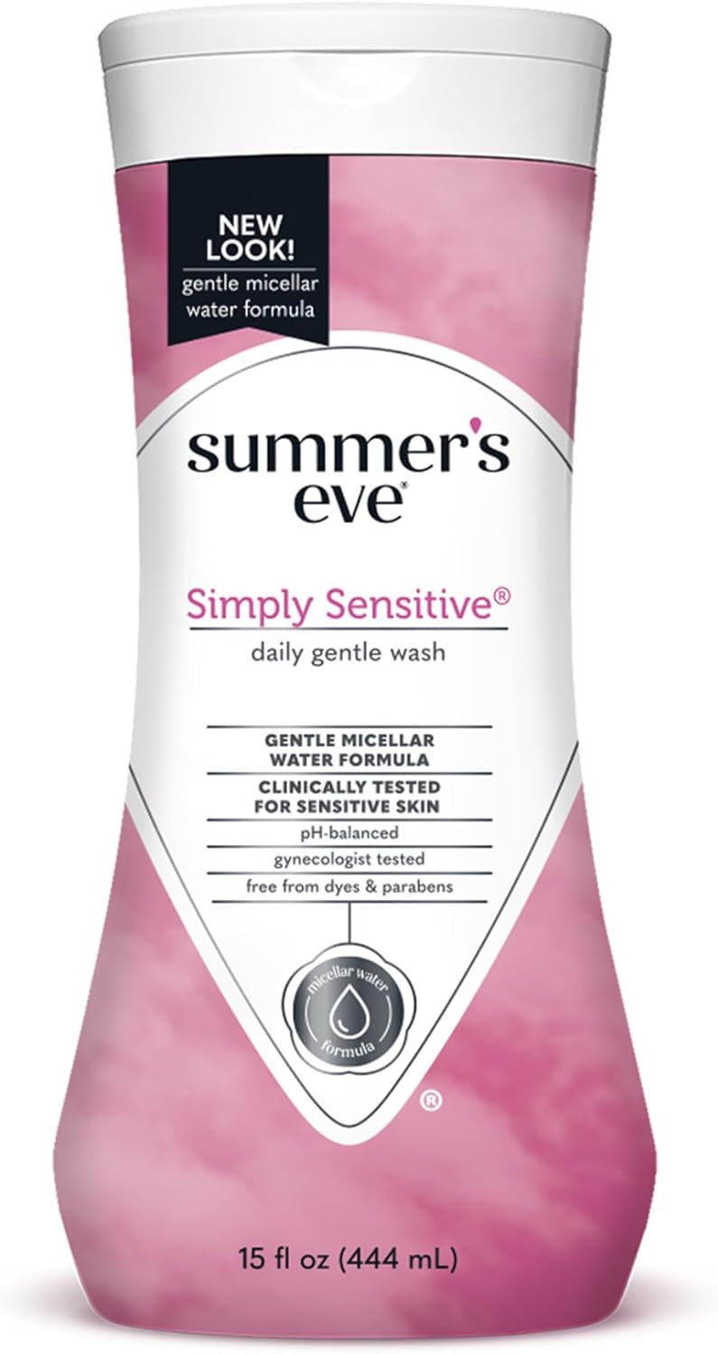 Summer'S Eve Simply Sensitive Daily Gentle Feminine Wash & Wipes Bundle, 15 Fl Oz Body Wash & 32 Count Wipes