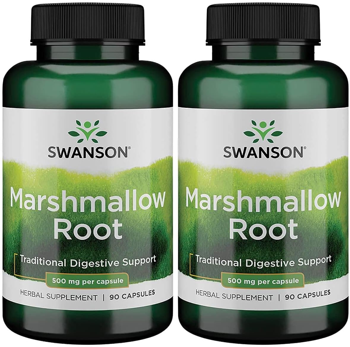 Swanson Marshmallow Root Healthy Supports Respiratory Function Digestive Support 500 Milligrams 90 Capsules (2 Pack)