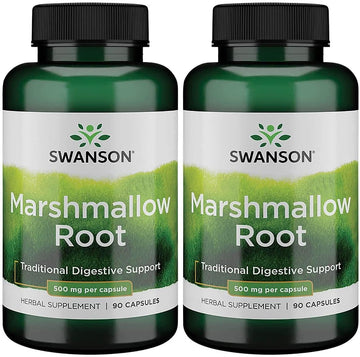 Swanson Marshmallow Root Healthy Supports Respiratory Function Digestive Support 500 Milligrams 90 Capsules (2 Pack)
