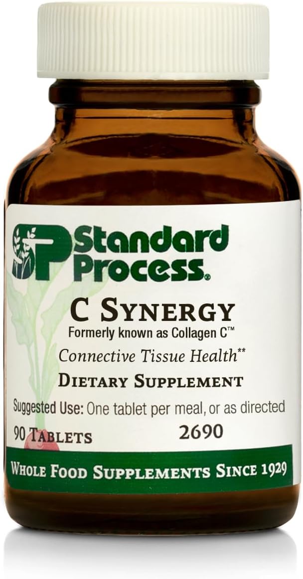 Standard Process C Synergy - Whole Food Immune Support And Antioxidant With Echinacea Purpurea, Rose Hips, Shiitake, Reishi Mushroom Powder, Buckwheat, And Wheat Germ - 90 Tablets