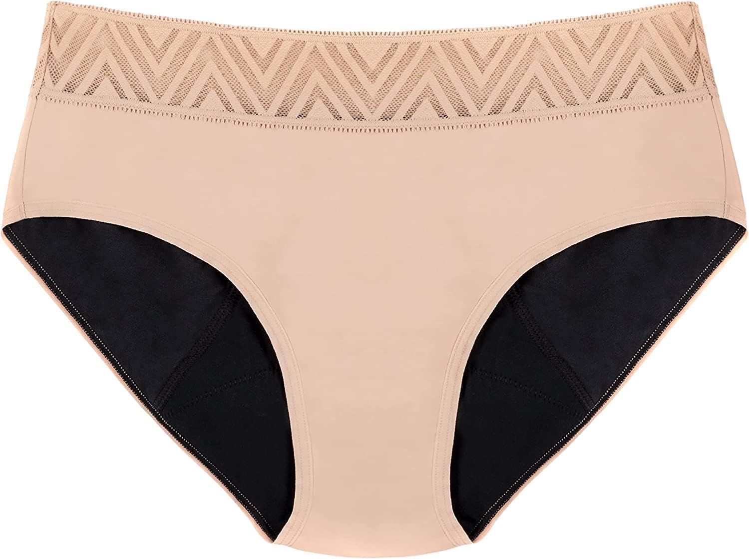THINX Hiphugger Period Underwear for Women, FSA HSA Approved Feminine Care, Menstrual Underwear Holds 3 Tampons, Beige, 3X