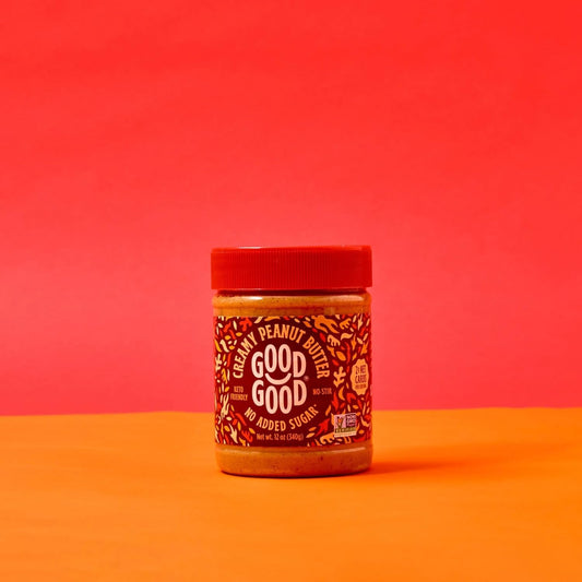 Good Good Crunchy & Creamy Peanut Butter - Keto Friendly - Low Carb & No Added Sugars - Vegan - Gluten Free - Non-Gmo - 340G Jars