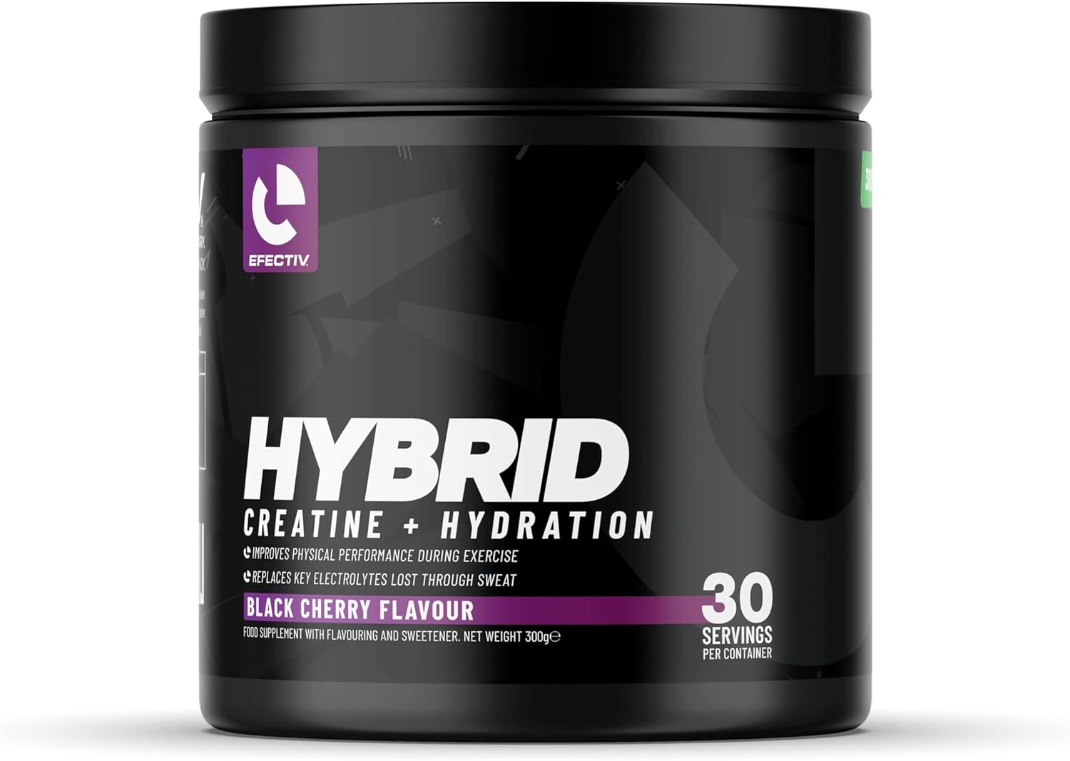 Efectiv Hybrid Creatine Plus Hydration | 5G Creatine Monohydrate Powder | Added Electrolytes | Astrogin For Increased Absorption | 30 Servings | 300 Grams (Black Cherry)