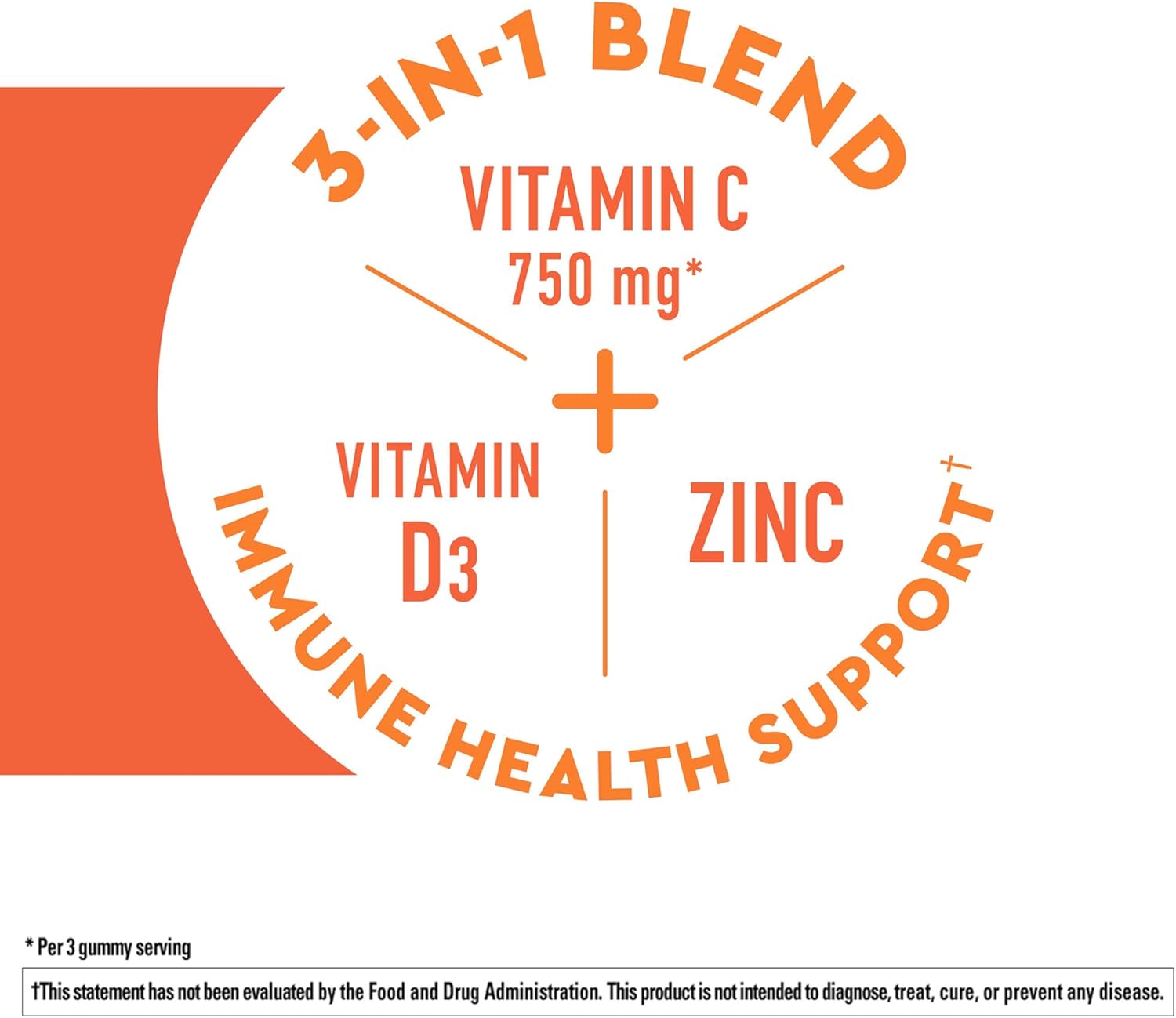 Nature Made Wellends ImmuneMAX Gummies, Vitamin C 750mg, Zinc, and Vitamin D3 5000 IU, Immune Support Supplement, 42 Tangerine avor Gummies