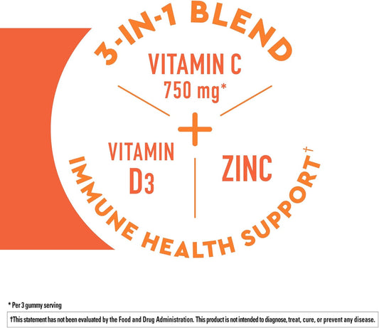 Nature Made Wellends ImmuneMAX Gummies, Vitamin C 750mg, Zinc, and Vitamin D3 5000 IU, Immune Support Supplement, 42 Tangerine avor Gummies