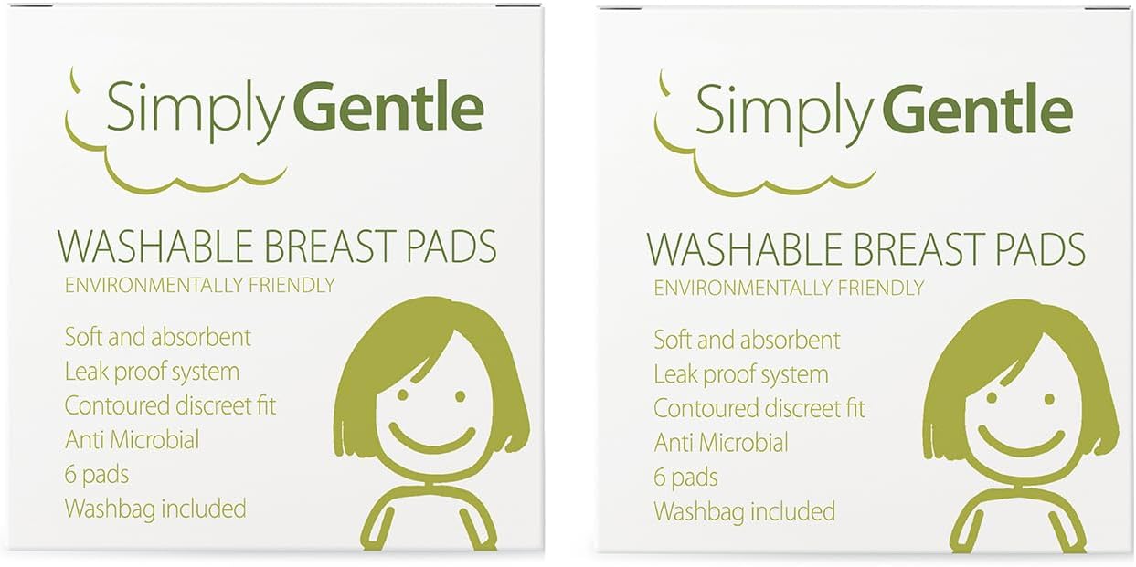 Simply Gentle Washable Nursing Breast Pads – Soft & Absorbent – Discreet - Leak-Proof Protection – Anti-Microbial & Easy To Wash – 6 Pads (Pack Of 6)