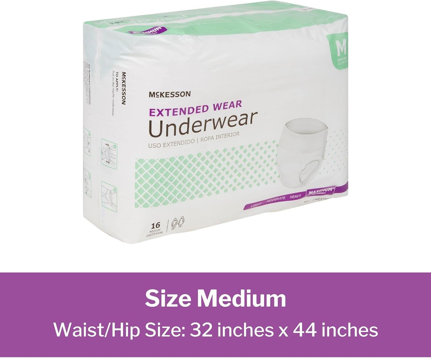 McKesson Extended Wear Underwear, Incontinence, Maximum Absorbency, Medium, 16 Count