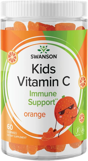 Swanson Kids Vitamin C Gummies - 60 Orange-Flavored Gummies - Immune Support For Children