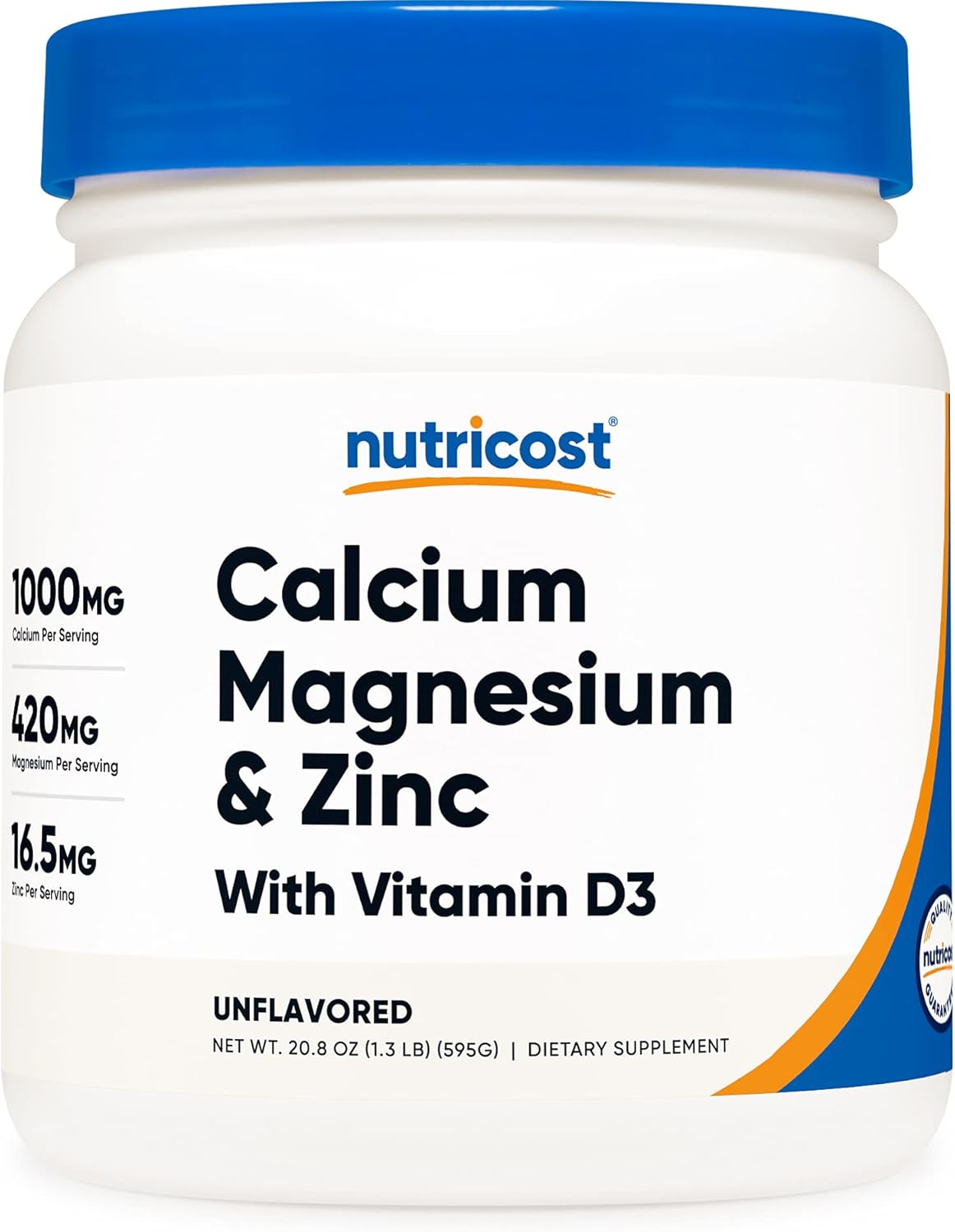 Nutricost Calcium Magnesium Zinc with Vitamin D3 Powder, 60 Servings (Unavored) - Calcium (1000 MG) Magnesium (420 MG) Zinc (16.5 MG) Vitamin D3 (30 MCG) - Gluten Free, Non-GMO