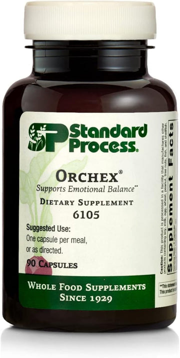 Standard Process Orchex - Whole Food Nervous System Supplements, Cholesterol, Mental Clarity And Emotional Support With Soy Protein, Ascorbic Acid, Calcium Lactate, Wheat Germ, And More - 90 Capsules