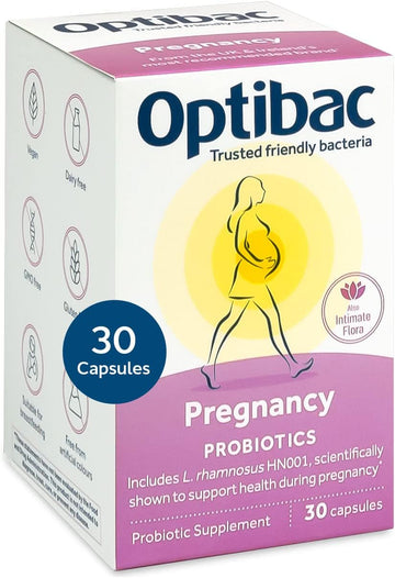 Optibac Probiotics Pregnancy - Vegan Probiotic For Pregnant & Breastfeeding Women To Support Gut, Immune & Vaginal Health, 12 Billion Cfu & Prebiotic - 30 Capsules