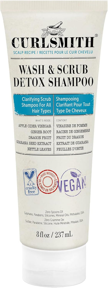 Curlsmith - Wash & Scrub Detox Shampoo - Vegan Exfoliating Clarifying Shampoo For Any Hair Type, Healthy Scalp (237Ml)