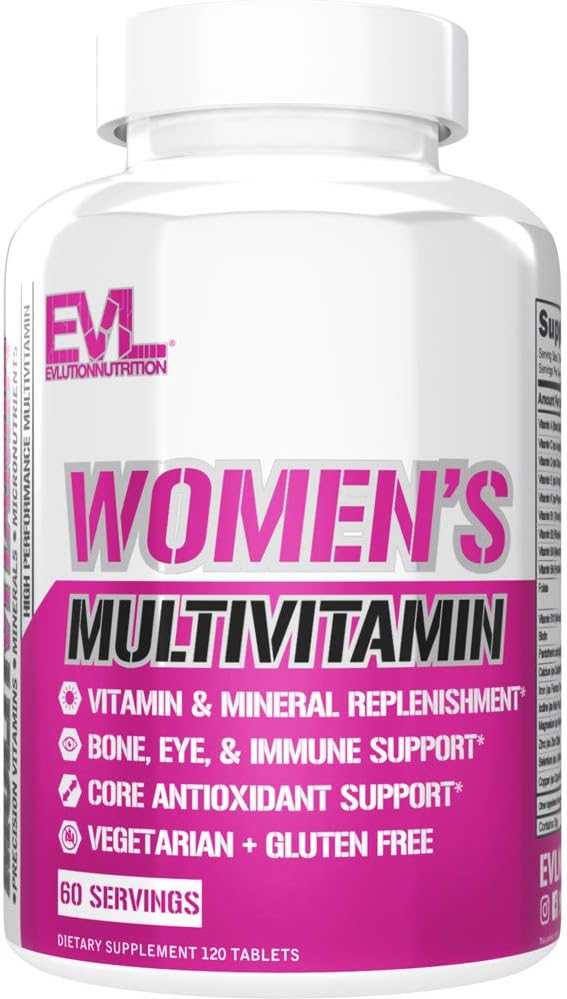 Evlution Nutrition Women'S Multivitamin - Full Spectrum Vitamins & Minerals, Immune Health, Vitamin C & D, Iron, Zinc, Antioxidants & Bioflavonoids, Skin, Hair, Bone, Eye Health, 120 Tablets, 60 Days