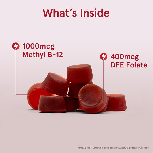 Jarrow Formulas Methyl B12 And Folic Acid Energy, Dietary Supplement, B12 Gummies For Adults, 60 Gummies, 30 Day Supply