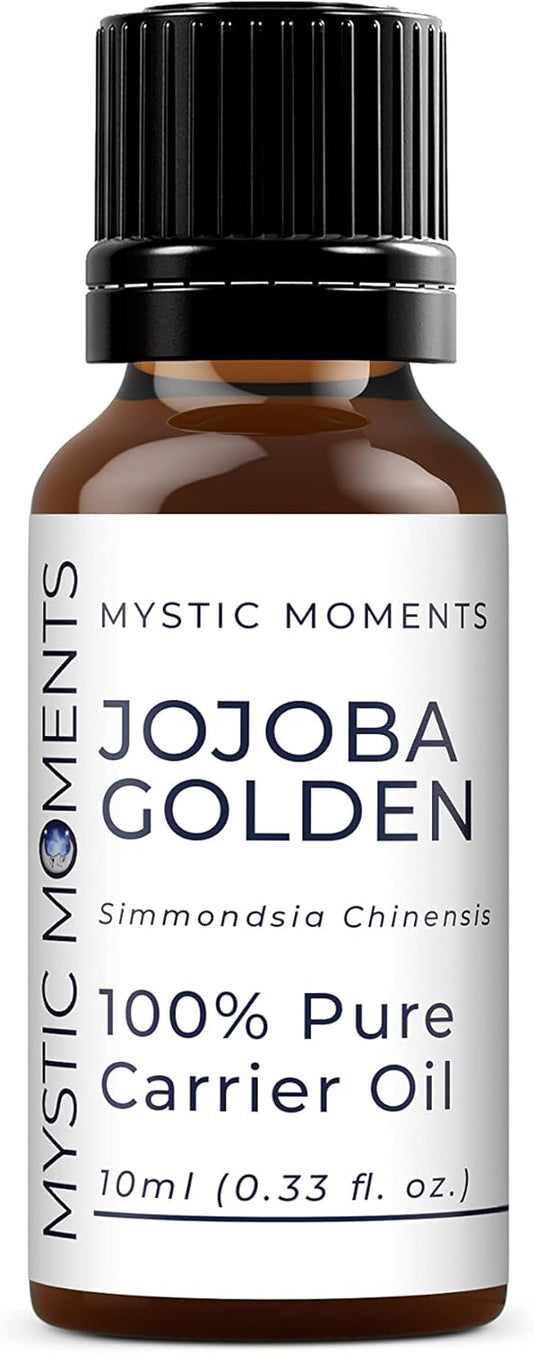 Mystic Moments | Jojoba Golden Carrier Oil 10ml - Pure & Natural Oil Perfect for Hair, Face, Nails, Aromatherapy, Massage and Oil Dilution Vegan GMO Free
