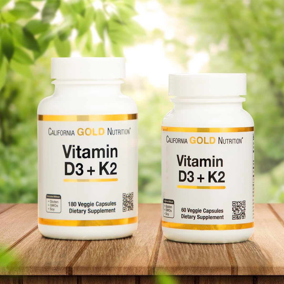California Gold Nutrition Vitamin D3 + K2, 180 Veggie Capsules : Health & Household