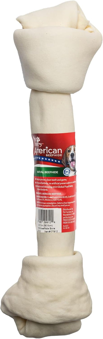 Pet Factory American Beefhide 12" Knotted Bone Dog Chew Treat - Natural Flavor, 1 Count/1 Pack