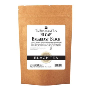 The Republic Of Tea Hicaf Breakfast Black Tea, 250 Tea Bags, Roasted Chicory High-Caffeine Gourmet Blend
