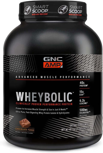 Gnc Amp Wheybolic | Targeted Muscle Building And Workout Support Formula | Pure Whey Protein Powder Isolate With Bcaa | Gluten Free | 25 Servings | Chocolate Fudge