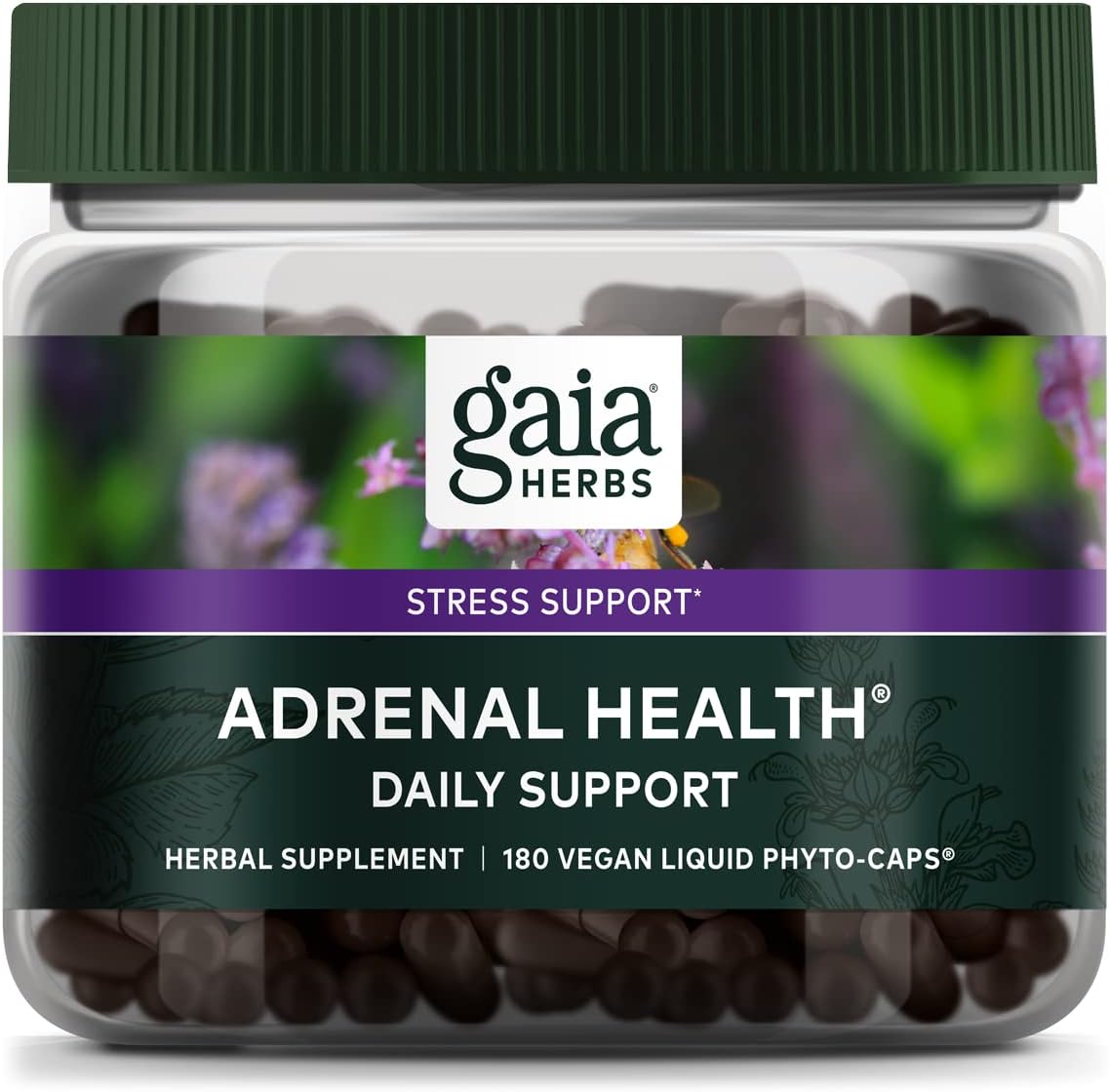 Gaia Herbs Adrenal Health Daily Support - with Ashwagandha, Holy Basil & Schisandra - Herbal Supplement to Help Maintain Healthy Energy and Stress Levels - 180 Liq Phyto-Capsules (180 Count)