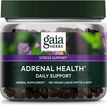 Gaia Herbs Adrenal Health Daily Support - with Ashwagandha, Holy Basil & Schisandra - Herbal Supplement to Help Maintain Healthy Energy and Stress Levels - 180 Liq Phyto-Capsules (180 Count)