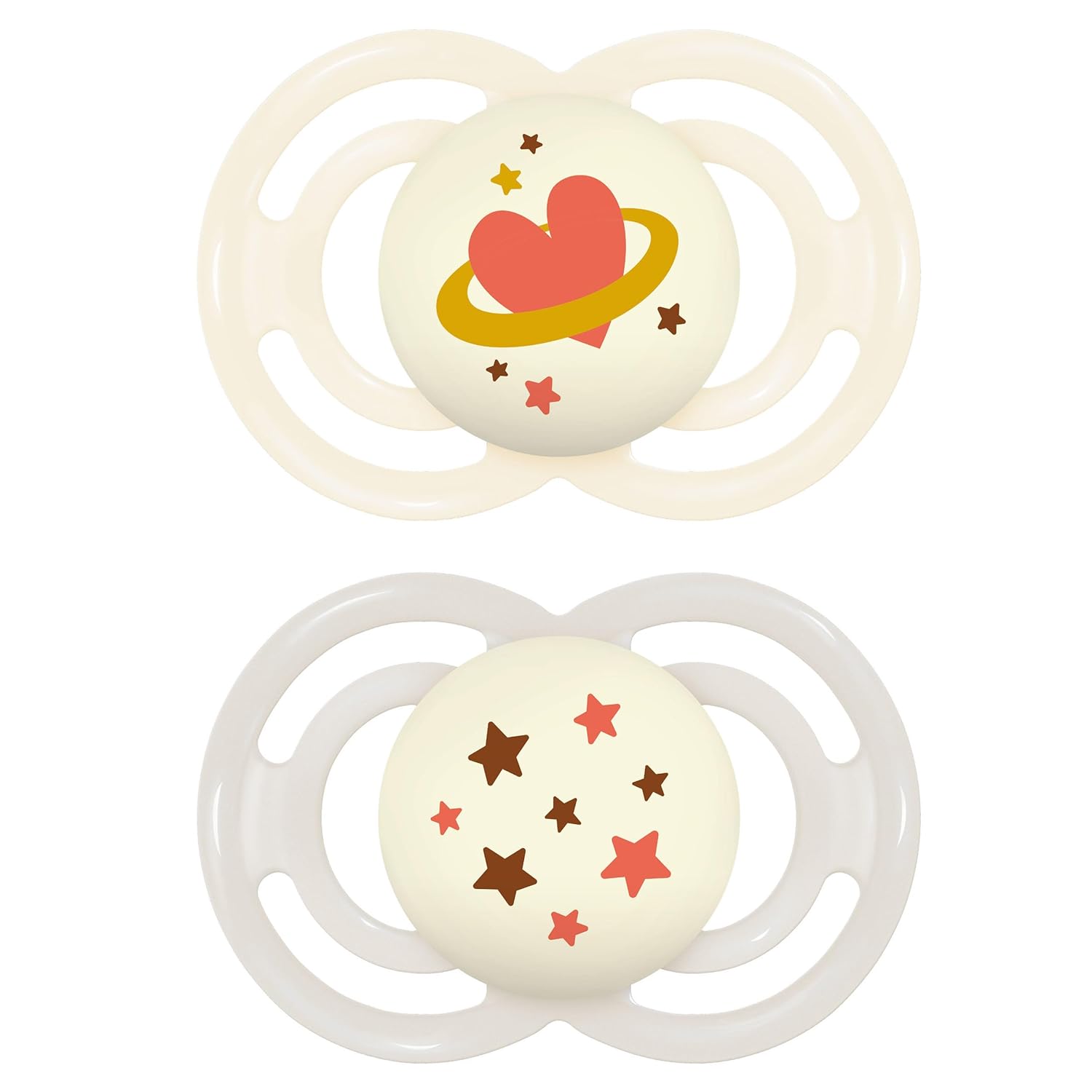Mam Perfect Night Baby Pacifier, Patented Nipple, Glows In The Dark, 2 Pack, 16+ Months, Blue/Boy