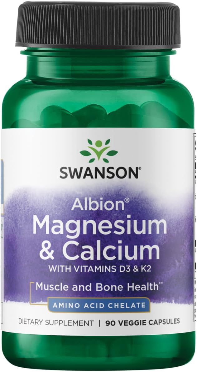 Swanson Albion Chelated Magnesium '&' Calcium 2:1 90 Veg Capsules